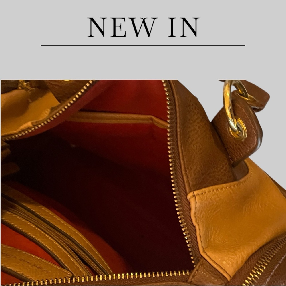 Adrienne Vittadini Brown Tan Satchel with Gold Accents - Picture 9 of 10